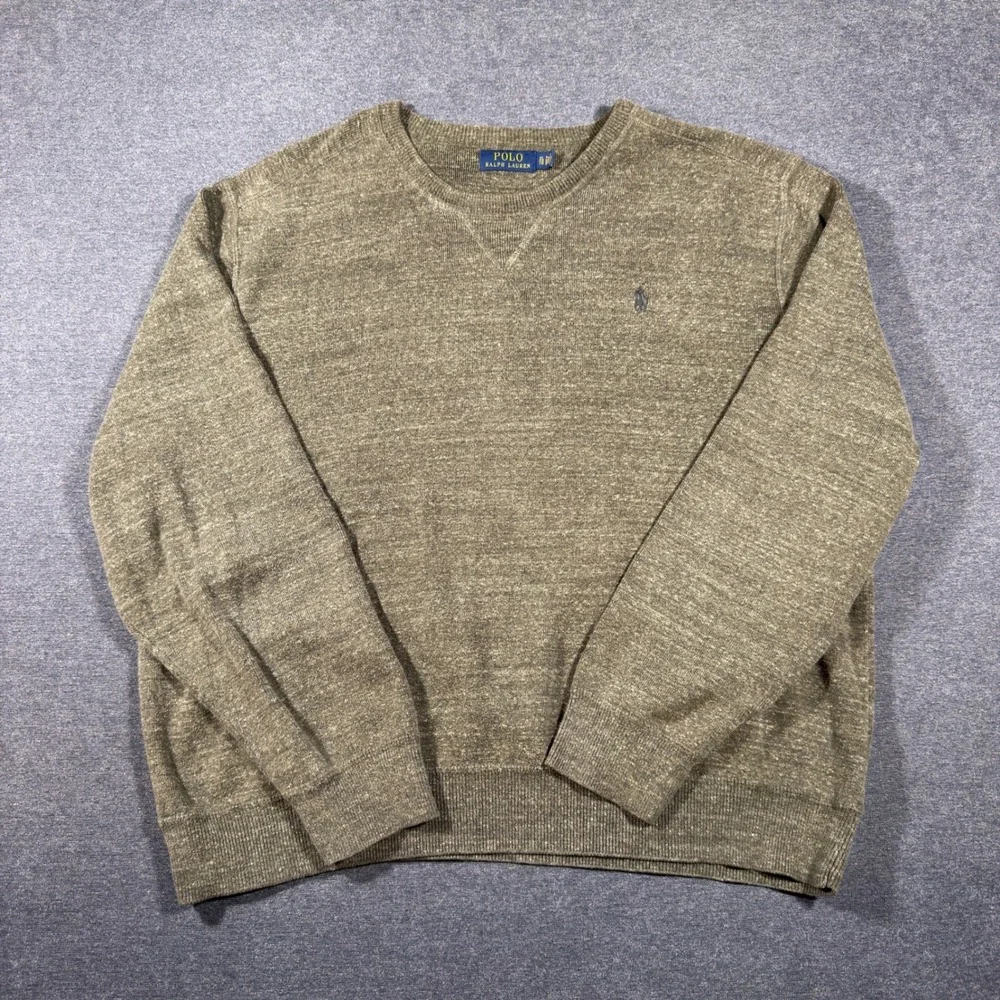Polo Ralph Lauren Sweater Mens XL Green Cotton‎ Knit Crewneck Pullover Pony Logo